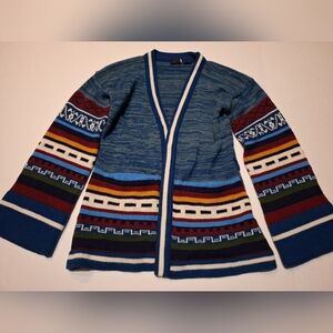 Vintage Heidi New York Open Cardigan Sweater Boho Southwestern Size Large